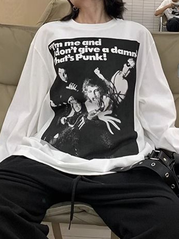 Vintage Portrait Print Oversized Long Sleeve Tee-2