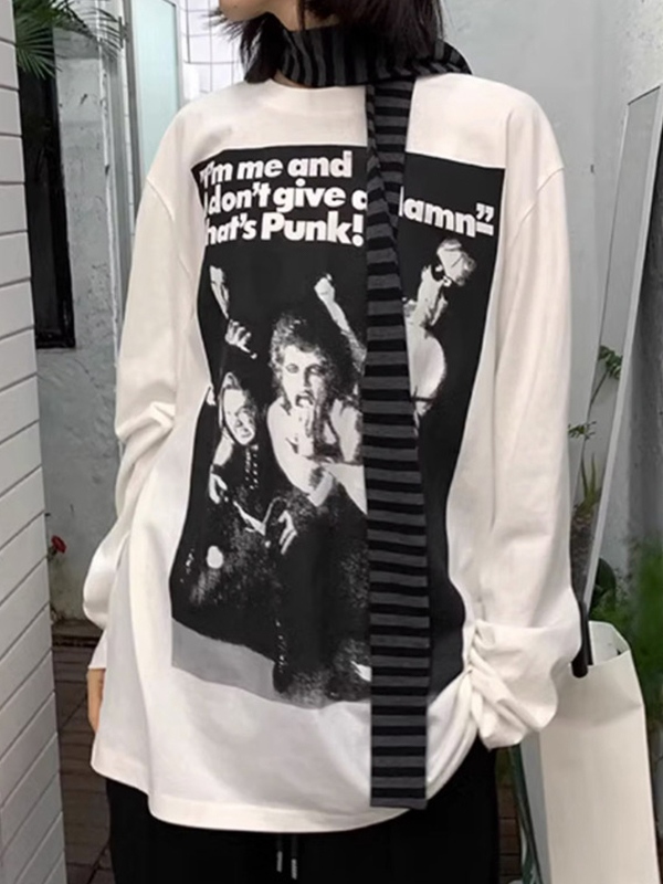 Vintage Portrait Print Oversized Long Sleeve Tee-1