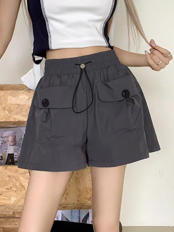 Dual Pocket Drawstring Shorts-3
