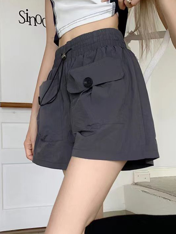 Dual Pocket Drawstring Shorts-2